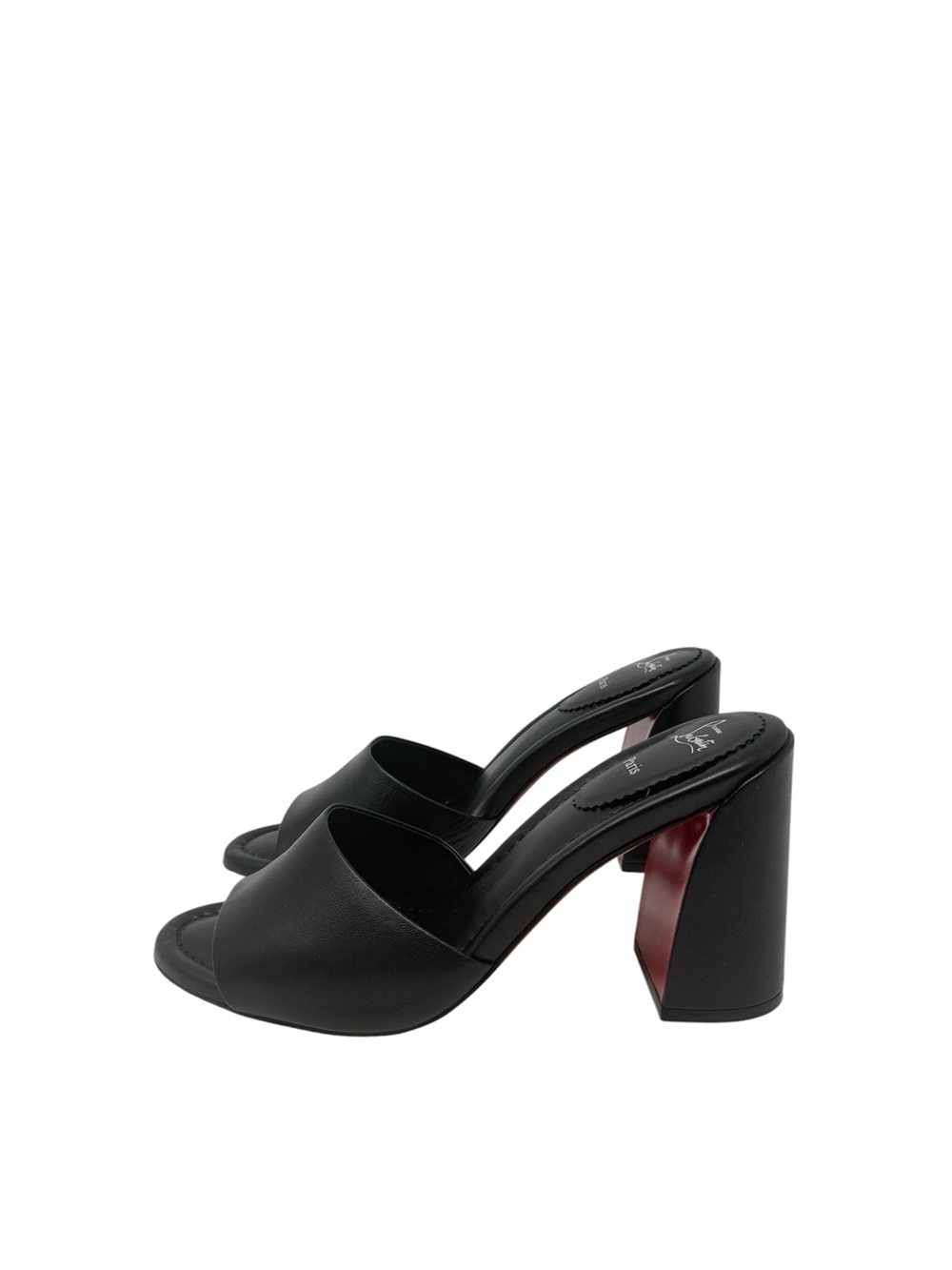 Christian Louboutin Jane 85M Black Leather Mules Sandals Size 40.5 - Picture 4 of 9